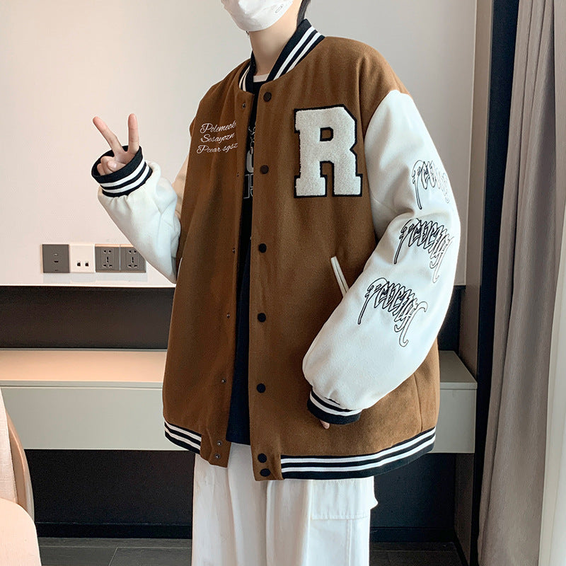 Coat Men's Hong Kong Style Trendy Brand Ins Loose Sports Baseball Uniform Harajuku Style Retro Casual Jacket Top