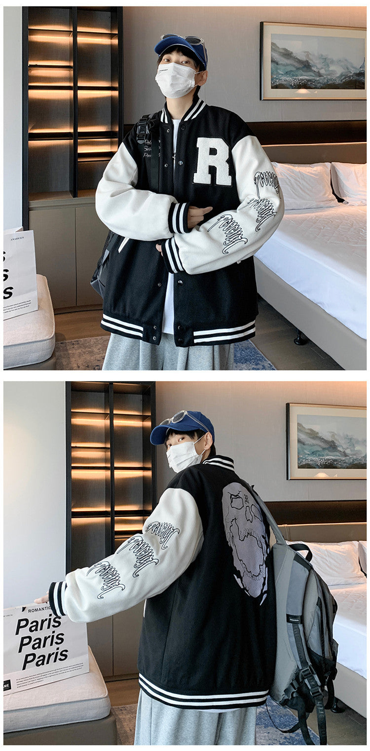 Coat Men's Hong Kong Style Trendy Brand Ins Loose Sports Baseball Uniform Harajuku Style Retro Casual Jacket Top