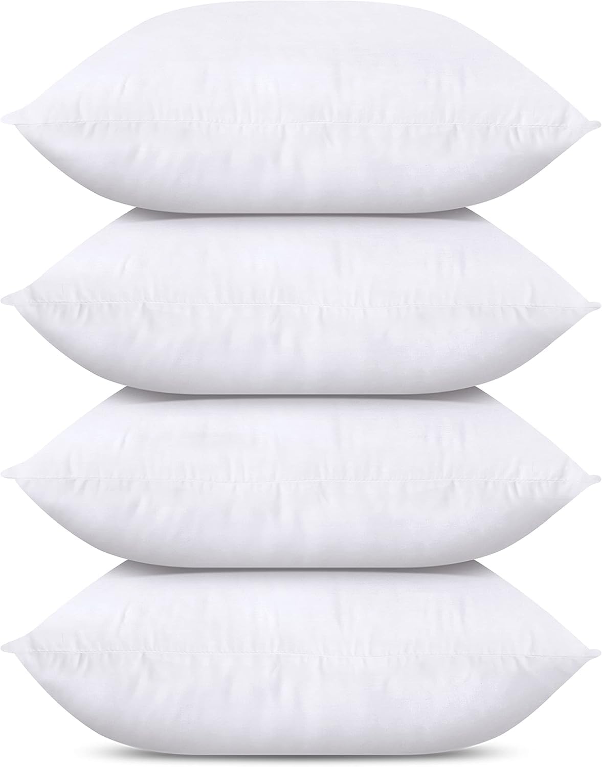 Bedding Throw Pillows (Set of 4, White), 24 x 24 Inches Pillows for Sofa, Bed and Couch Decorative Stuffer Pillows
