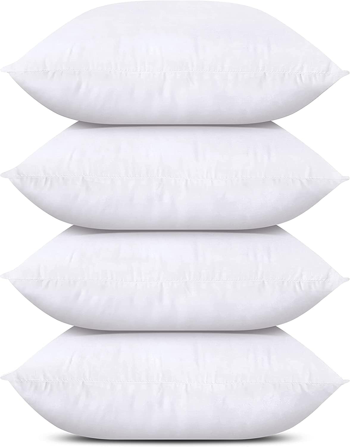 Bedding Throw Pillows (Set of 4, White), 24 x 24 Inches Pillows for Sofa, Bed and Couch Decorative Stuffer Pillows