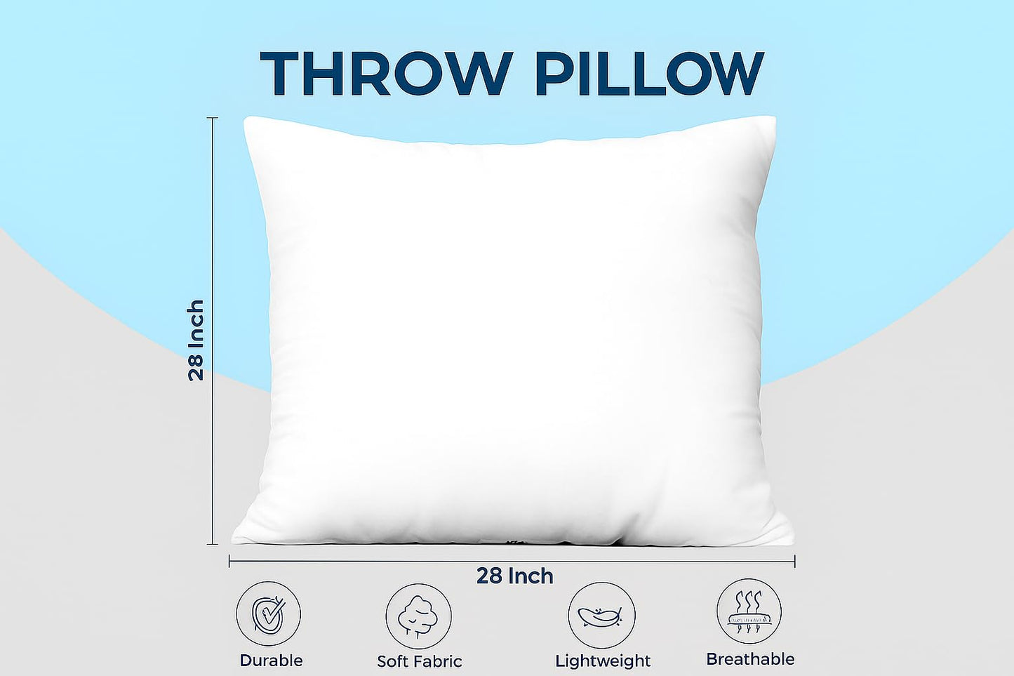 Bedding Throw Pillows (Set of 4, White), 24 x 24 Inches Pillows for Sofa, Bed and Couch Decorative Stuffer Pillows