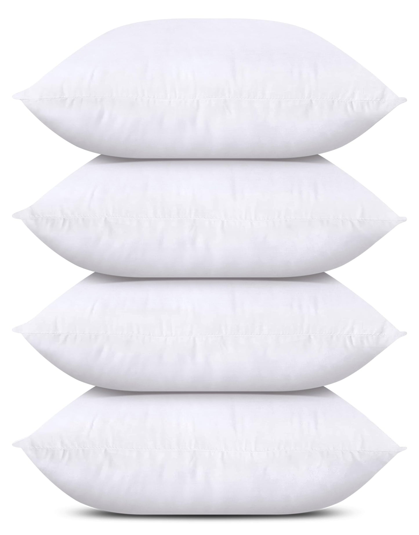 Bedding Throw Pillows (Set of 4, White), 24 x 24 Inches Pillows for Sofa, Bed and Couch Decorative Stuffer Pillows