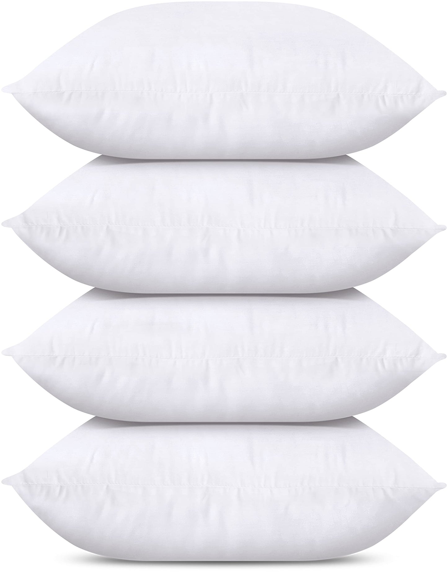 Bedding Throw Pillows (Set of 4, White), 24 x 24 Inches Pillows for Sofa, Bed and Couch Decorative Stuffer Pillows