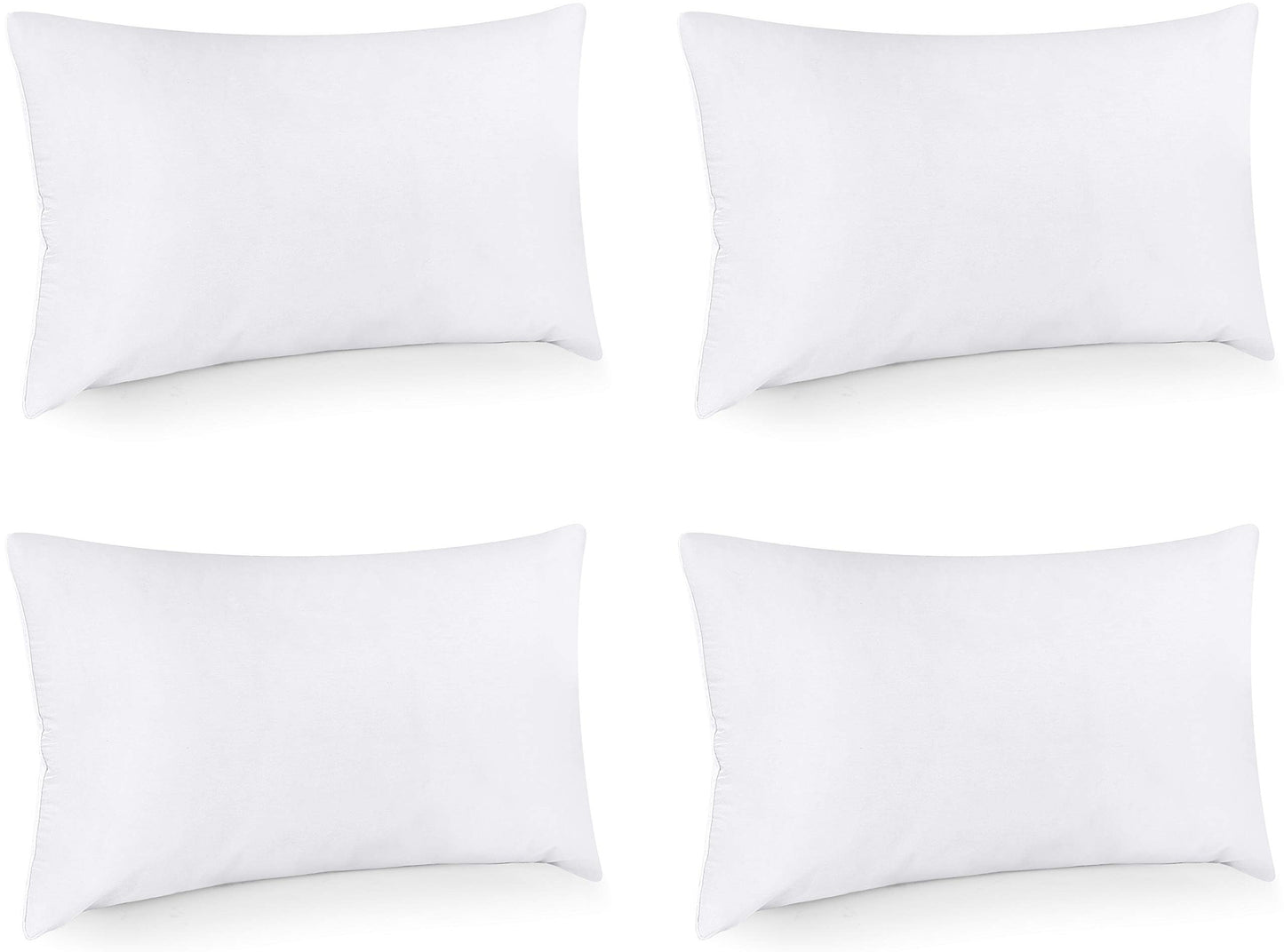Bedding Throw Pillows (Set of 4, White), 24 x 24 Inches Pillows for Sofa, Bed and Couch Decorative Stuffer Pillows