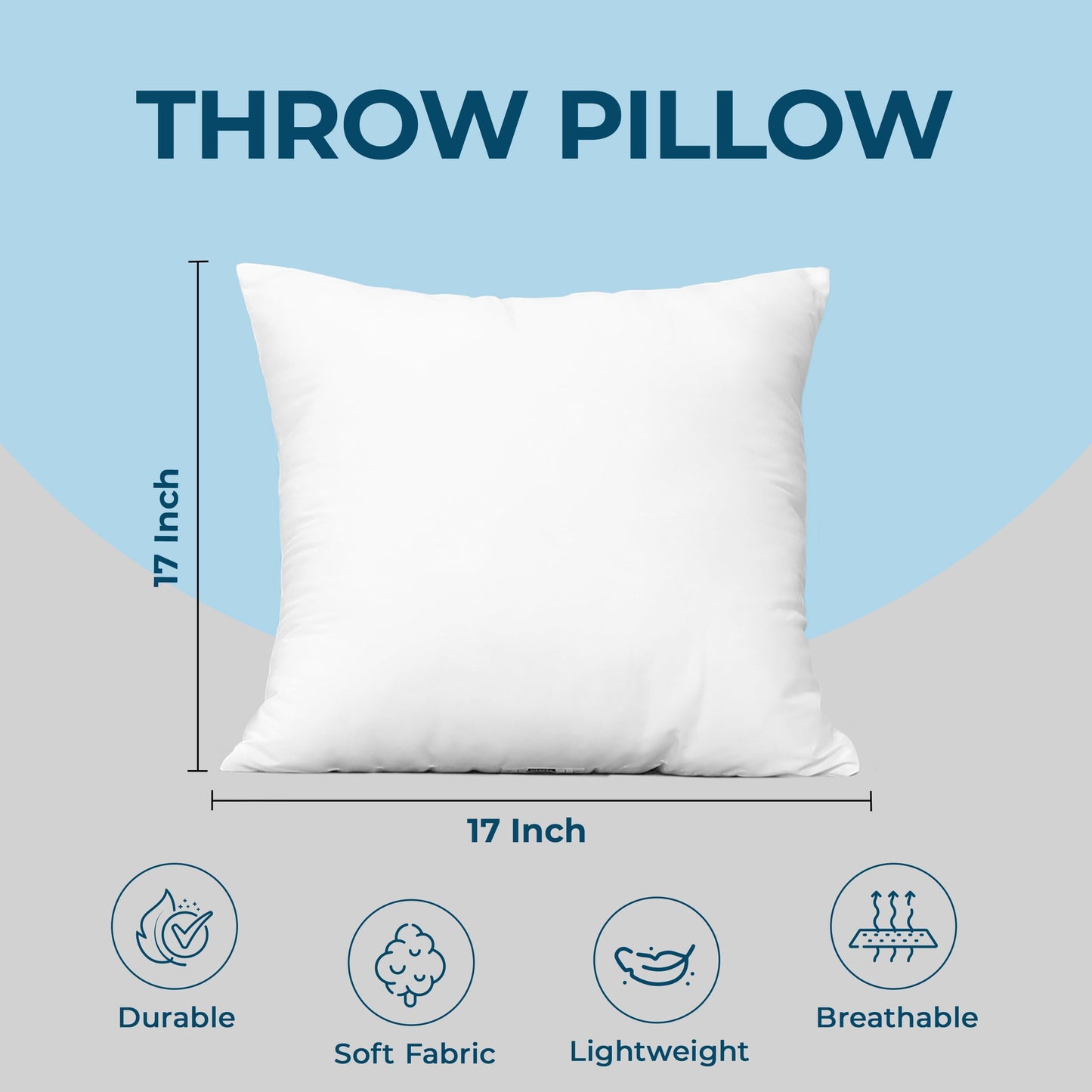 Bedding Throw Pillows (Set of 4, White), 24 x 24 Inches Pillows for Sofa, Bed and Couch Decorative Stuffer Pillows
