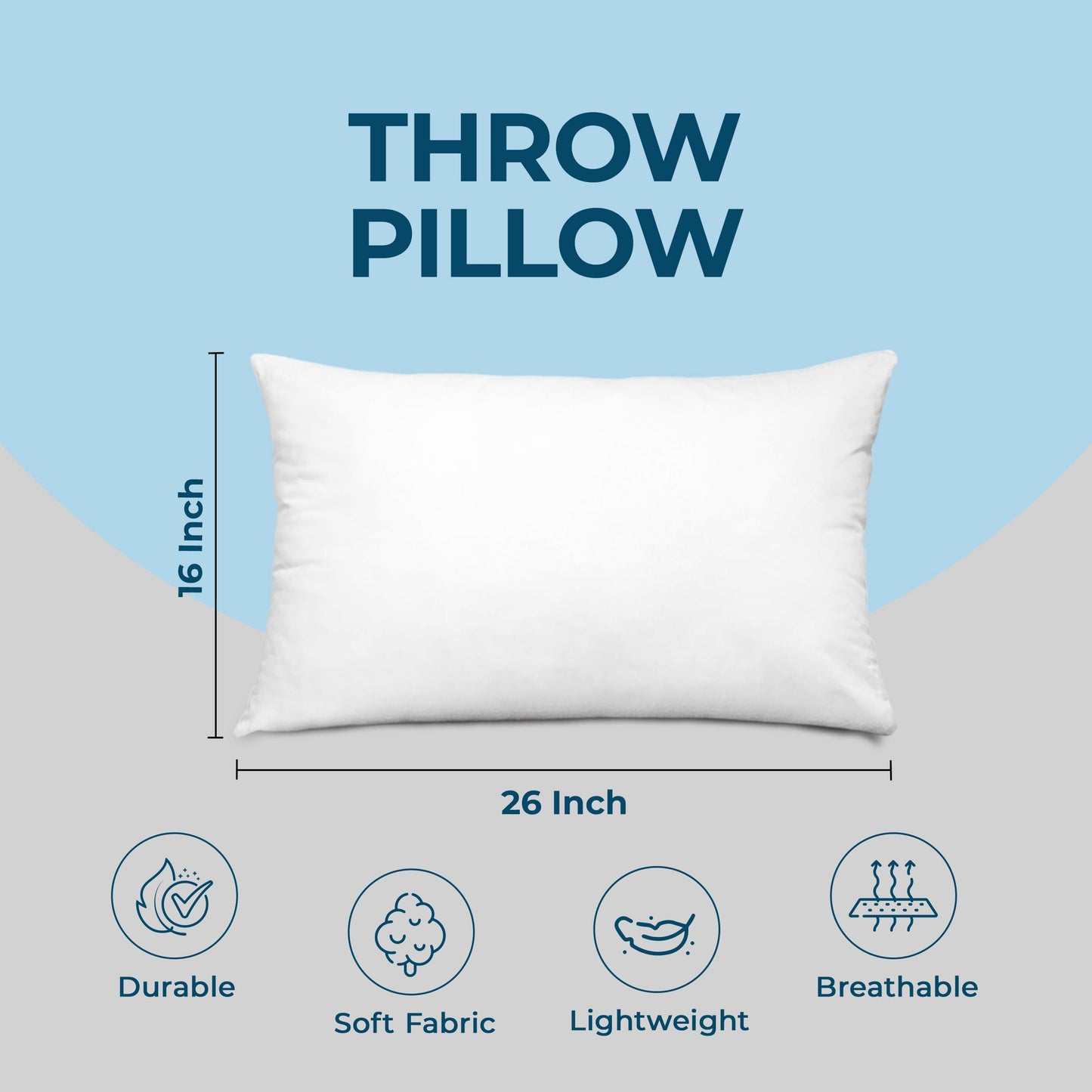 Bedding Throw Pillows (Set of 4, White), 24 x 24 Inches Pillows for Sofa, Bed and Couch Decorative Stuffer Pillows