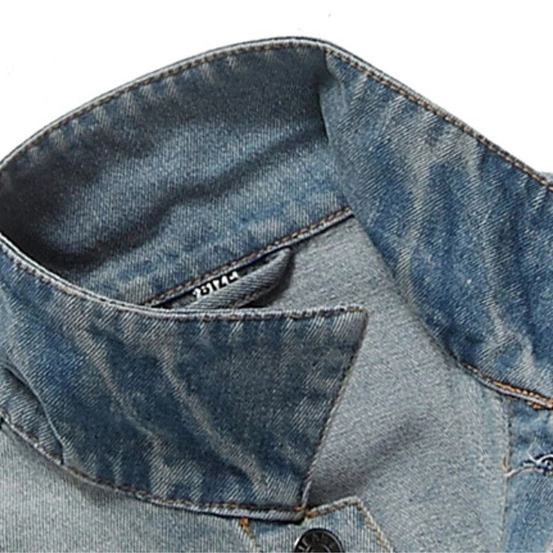 2020 Chaquetas vaqueras de lujo para hombre, chaqueta vaquera con agujeros a la moda, prendas de vestir de algodón para hombre, chaquetas, abrigo de manga larga, ropa masculina talla 3XL 50