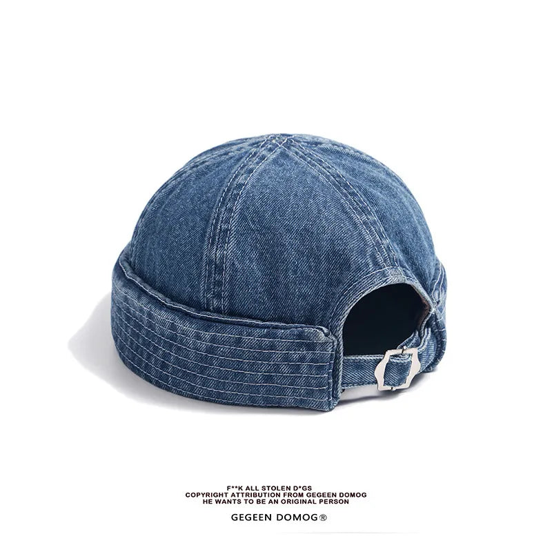 2021 Gorro sin ala Hombre Docker Miki Sombrero de tela vaquera hombres mujeres marca Retro marinero melón Snapback Bomber gorras lavada Cowboy Skullcap
