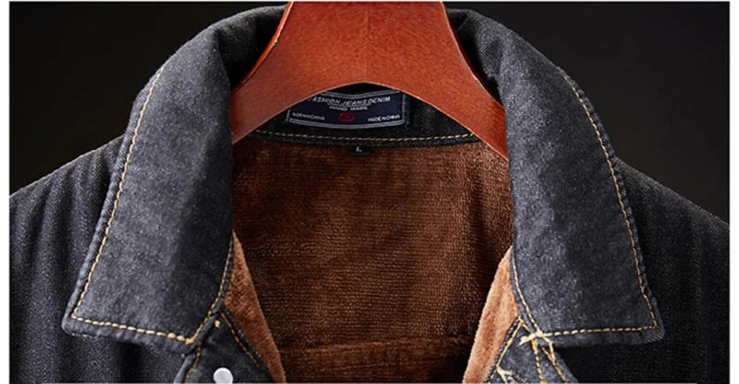 ZOGAA Winter Men's Trendy Fashion Warm Thicken Jacket Coat Wool Lining Windproof Windproof Denim Jacket Male Large Size M-8XL