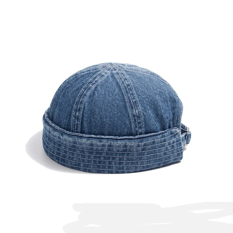 2021 Gorro sin ala Hombre Docker Miki Sombrero de tela vaquera hombres mujeres marca Retro marinero melón Snapback Bomber gorras lavada Cowboy Skullcap