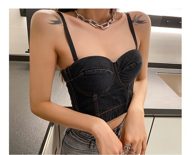 Sexy Fishbone Underwear Cowboy Base Sling Women's Inner Climbing Trendy Ins Slimming Tube Top Outer Wear
