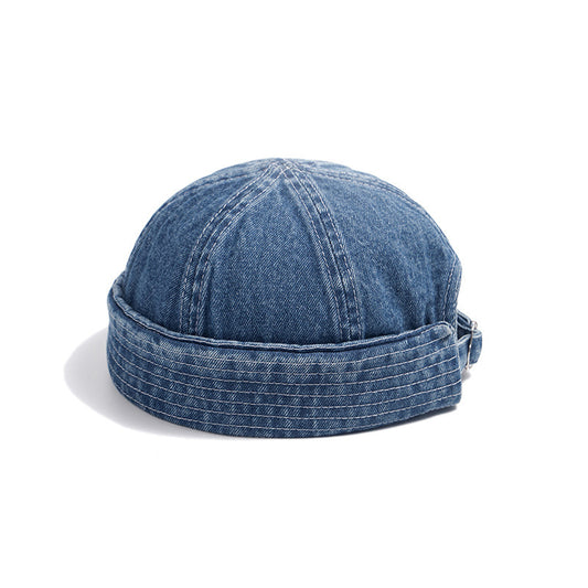 Japanese-style Washed Denim Melon Hat Trendy Brand All-match Retro Street Hip-hop Sailor Hat Curled Landing Hat For Men And Women