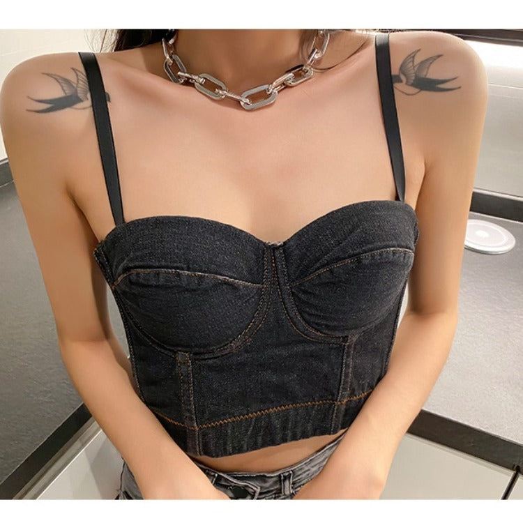 Sexy Fishbone Underwear Cowboy Base Sling Women's Inner Climbing Trendy Ins Slimming Tube Top Outer Wear