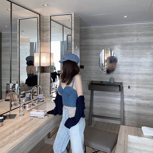 Sexy Fishbone Underwear Cowboy Base Sling Women's Inner Climbing Trendy Ins Slimming Tube Top Outer Wear