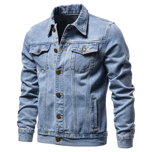 Men Cardigan Patchwork Coat 2025 Autumn Winter New Denim Jacket Men Long-Sleeved Single-Breasted Turn-down Collar Denim Jacket
