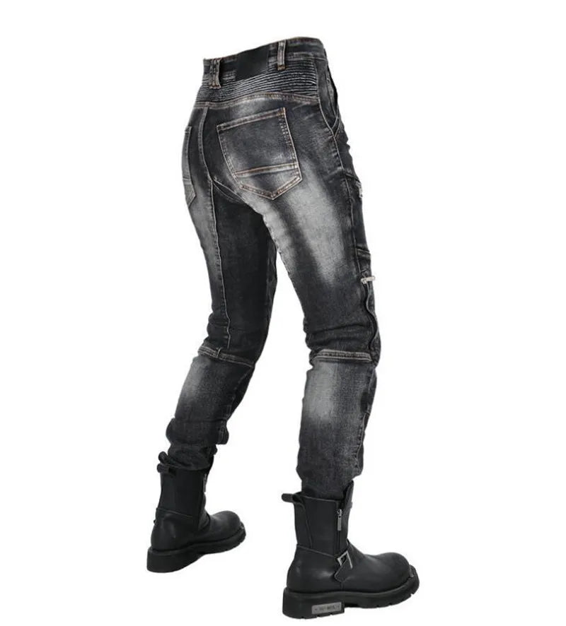 Womens zipper pants Motorcycle jeans Men's high elastic motorcycle riding rider pants Racing pants with protective
