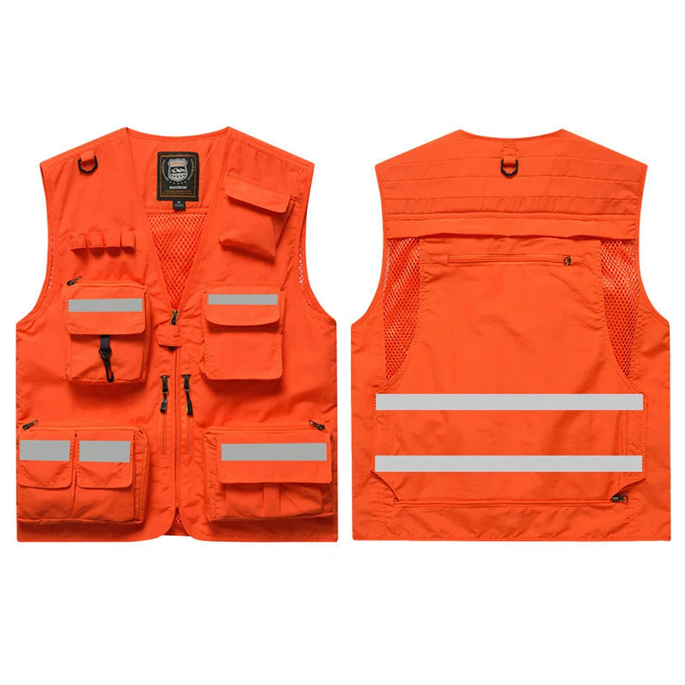 Workwear Safety Vest with Multi Pocket Emergency Rescue Volunteers Communication Safety Jacket Outdoor Work Clothing