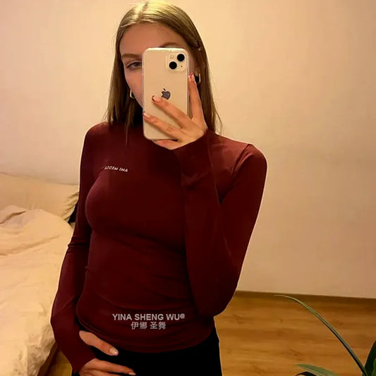 Long Sleeve Yoga Shirts Sport Top Fitness Clothes Wear for Women Gym Workout Top Jersey Running Training Tight Athletic Clothes