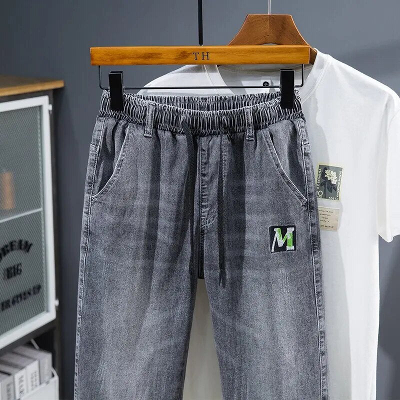 Pantalones cortos vaqueros de talla grande para hombre, pantalones largos tipo Bermudas de talla grande, pantalones vaqueros cortos para hombre, pantalones Capri 3/4 de verano 2023 para hombre 10XL 6XL 7XL azul