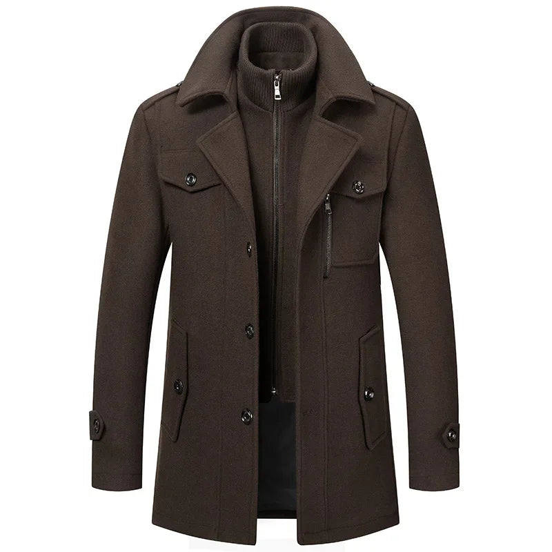 Men Cashmere Trench Coats Winter Jackets Overcoats Wool Blends High Quality New Winter Coats Male Business Casual Trench Coats 4
