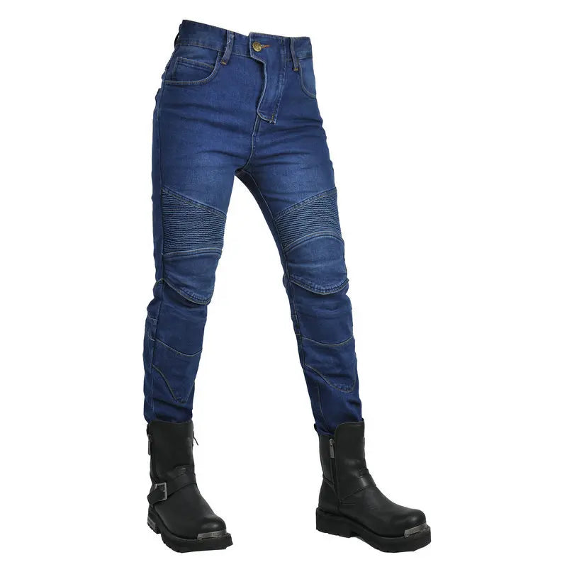 New Motorcycle Jeans Women Upgrade Silicone Protector Detachable Casual Fashion Racing Road Rider Four Seasons Moto Pants