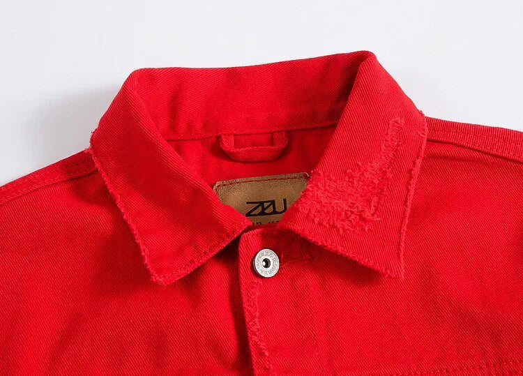 Men Pink Denim Jackets Outwear Slim Fit Denim Coats New Fashion Male Cotton Casual Jeans Jackets Streetwear Jean Coats Size 4XL