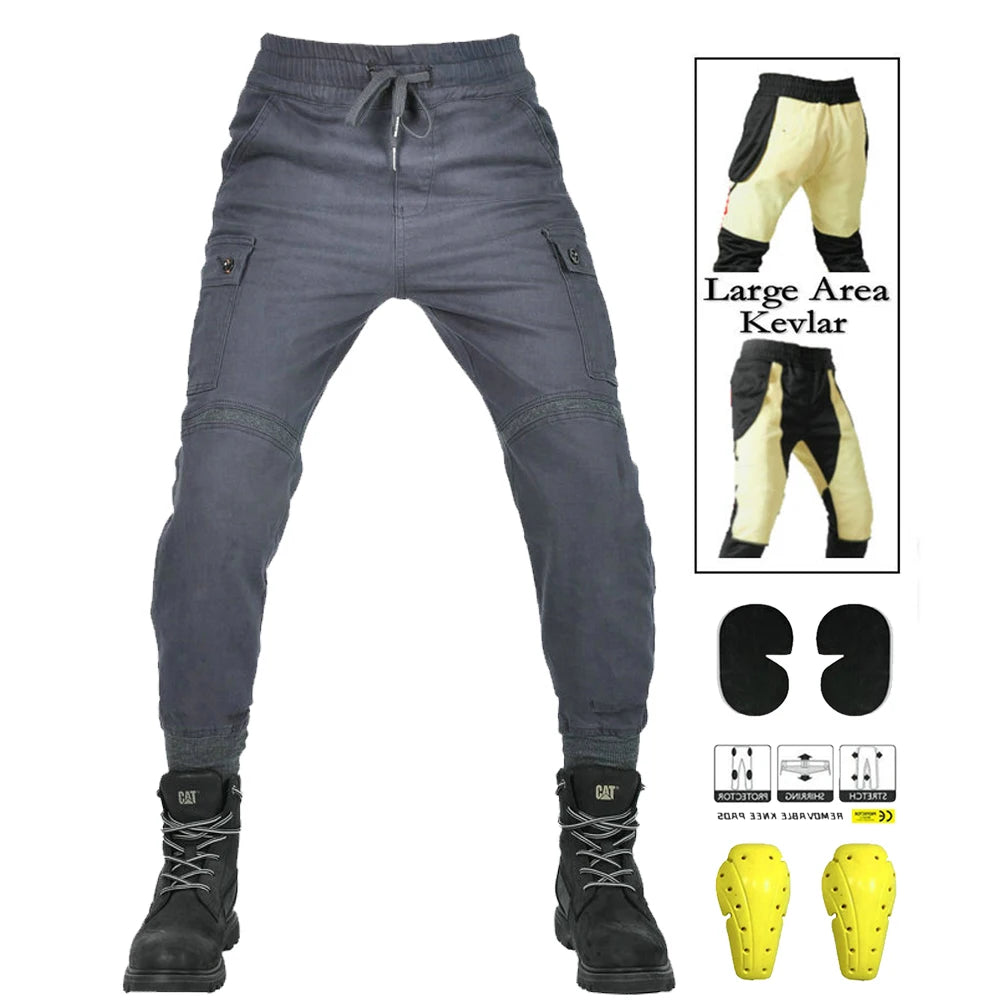 Men Motorcycle Riding Jeans Kevlar Pants Soft Casual Outdoor Protective Knee Hip Pads Pantalon Racing Pants with Hip Knee Armor
