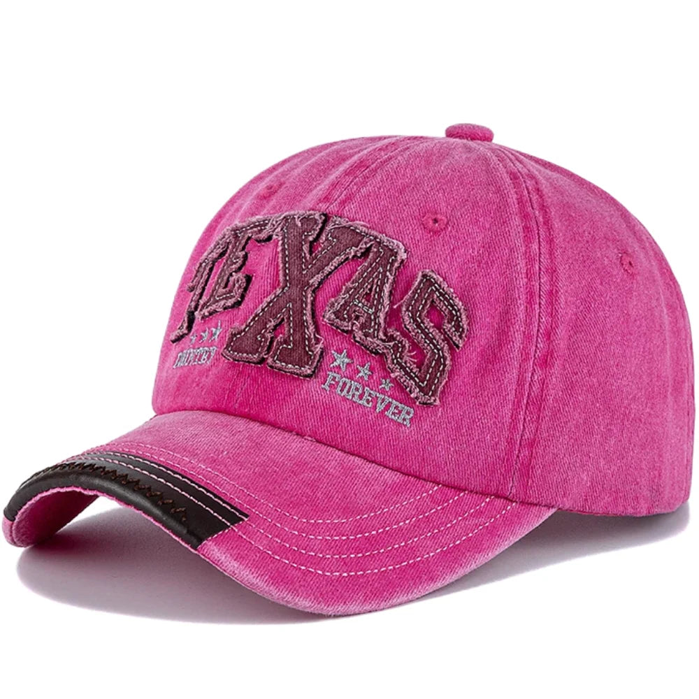 Unisex Vintage Classic Baseball Cap TEXAS Letter Embroidery Washed Cotton Chic Cap For Man Women Outdoor Casual Dad Hats