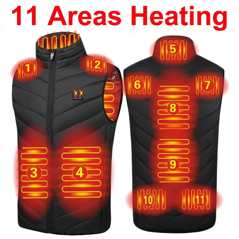 21 Areas Heated Vest Men Jacket Heated Winter Womens Electric Usb Heater Tactical Jacket Man Thermal Vest Body Warmer Coat 6XL