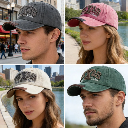 Unisex Vintage Classic Baseball Cap TEXAS Letter Embroidery Washed Cotton Chic Cap For Man Women Outdoor Casual Dad Hats