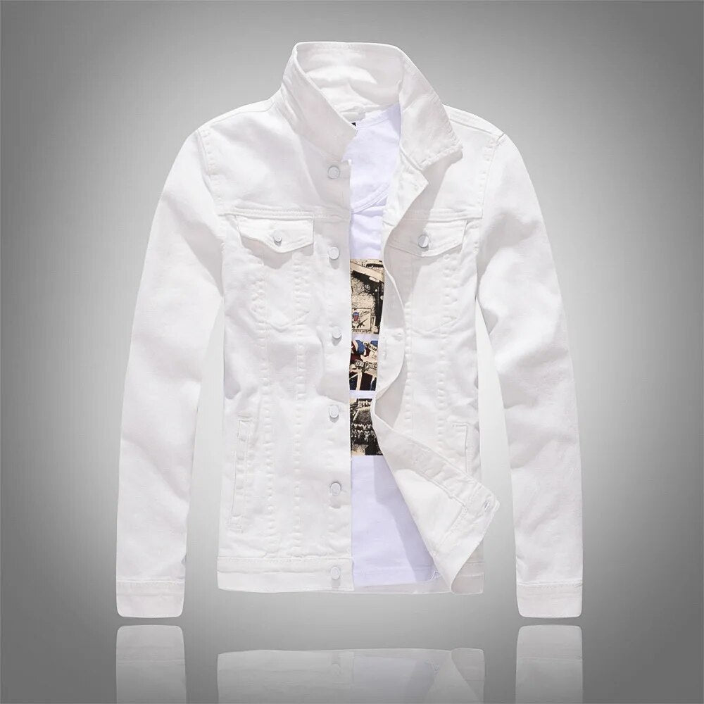 Men Pink Denim Jackets Outwear Slim Fit Denim Coats New Fashion Male Cotton Casual Jeans Jackets Streetwear Jean Coats Size 4XL