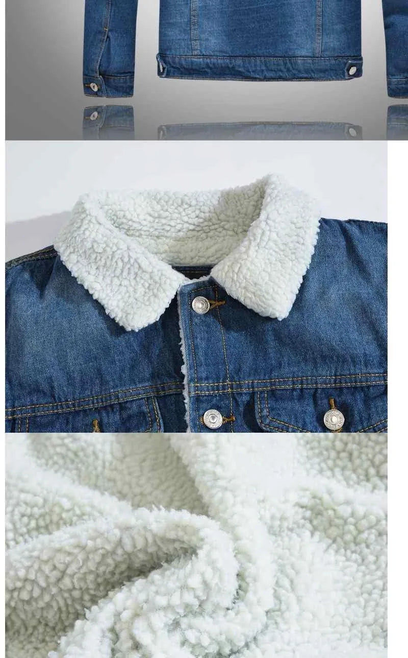 2025 Autumn/Winter New Fashion Solid Color Lamb Wool Denim Jacket Men's Casual Thick Warm High Quality Plus-Size Jacket M-3XL