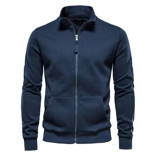 New Autumn Men Slim Fit Cardigan Jackets High Quality Male Stand Collar Casual Sweatshirt Coats Man Cotton Sweatshirts Size XXL