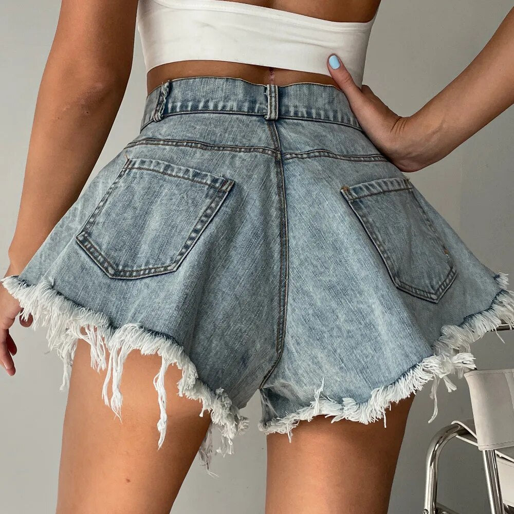 Pantalones cortos de mezclilla para Mujer, Ropa de playa de verano, Pantalones Cortos holgados de pierna ancha para Mujer, Ropa de moda para Mujer