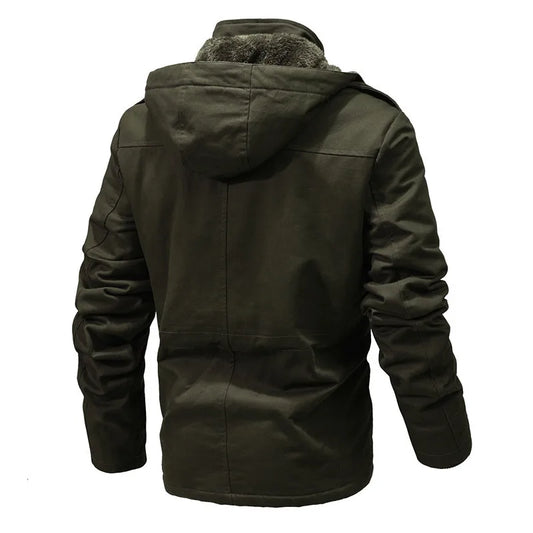 Men Military Multi Pockets Jackets Hooded Casual Winter Warm Parkas Fleece Down Jackets New Male Cotton Jackets Men's Clothing