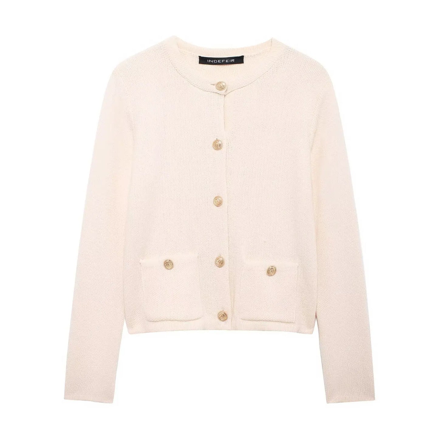 HH Women Casual Knitted Cropped Cardigan Long Sleeve Single Breasted Cardigans Women 2025 New Autumn Pocket Knitwear