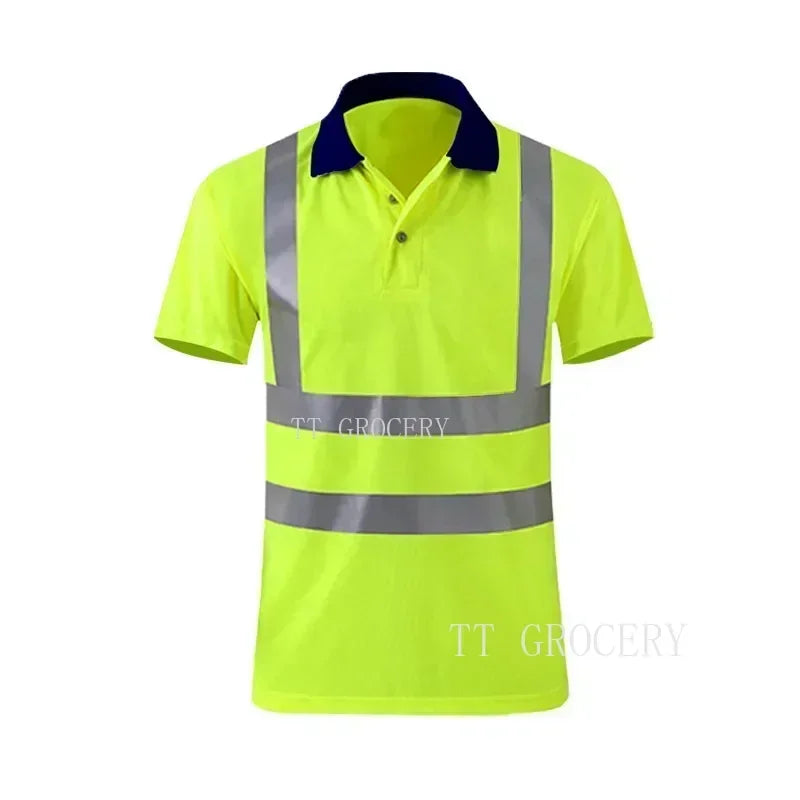 Quick-Dry Polo Shirt Work Reflective Labor Protection Safety Clothing Breathable Workwear Resistant Industrial Safety Shirt