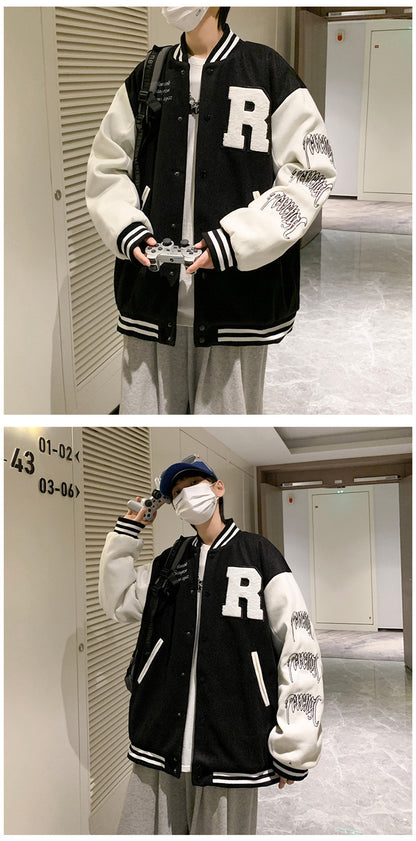 Coat Men's Hong Kong Style Trendy Brand Ins Loose Sports Baseball Uniform Harajuku Style Retro Casual Jacket Top