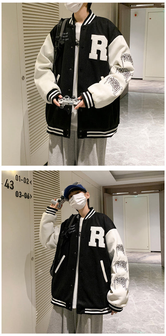 Coat Men's Hong Kong Style Trendy Brand Ins Loose Sports Baseball Uniform Harajuku Style Retro Casual Jacket Top