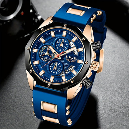 2024 Trendsetting Men's Chronograph - Luminous Calendar Display - Durable & Waterproof Quartz Timepiece for Outdoor Enthusiasts & Everyday Style