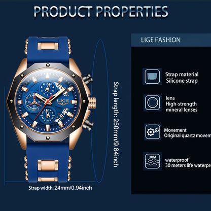 2024 Trendsetting Men's Chronograph - Luminous Calendar Display - Durable & Waterproof Quartz Timepiece for Outdoor Enthusiasts & Everyday Style