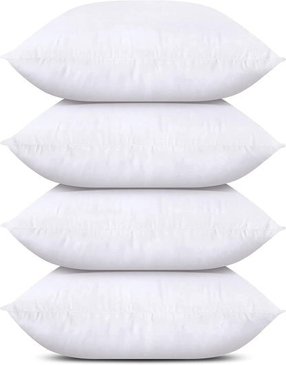 Bedding Throw Pillows (Set of 4, White), 24 x 24 Inches Pillows for Sofa, Bed and Couch Decorative Stuffer Pillows