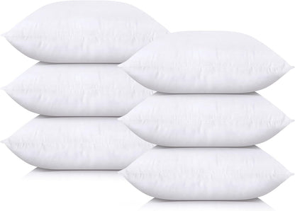 Bedding Throw Pillows (Set of 4, White), 24 x 24 Inches Pillows for Sofa, Bed and Couch Decorative Stuffer Pillows
