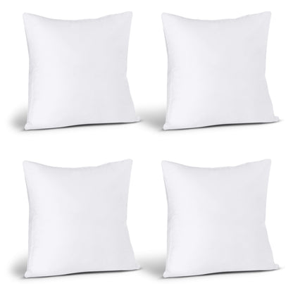 Bedding Throw Pillows (Set of 4, White), 24 x 24 Inches Pillows for Sofa, Bed and Couch Decorative Stuffer Pillows