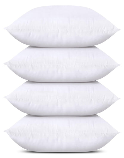 Bedding Throw Pillows (Set of 4, White), 24 x 24 Inches Pillows for Sofa, Bed and Couch Decorative Stuffer Pillows