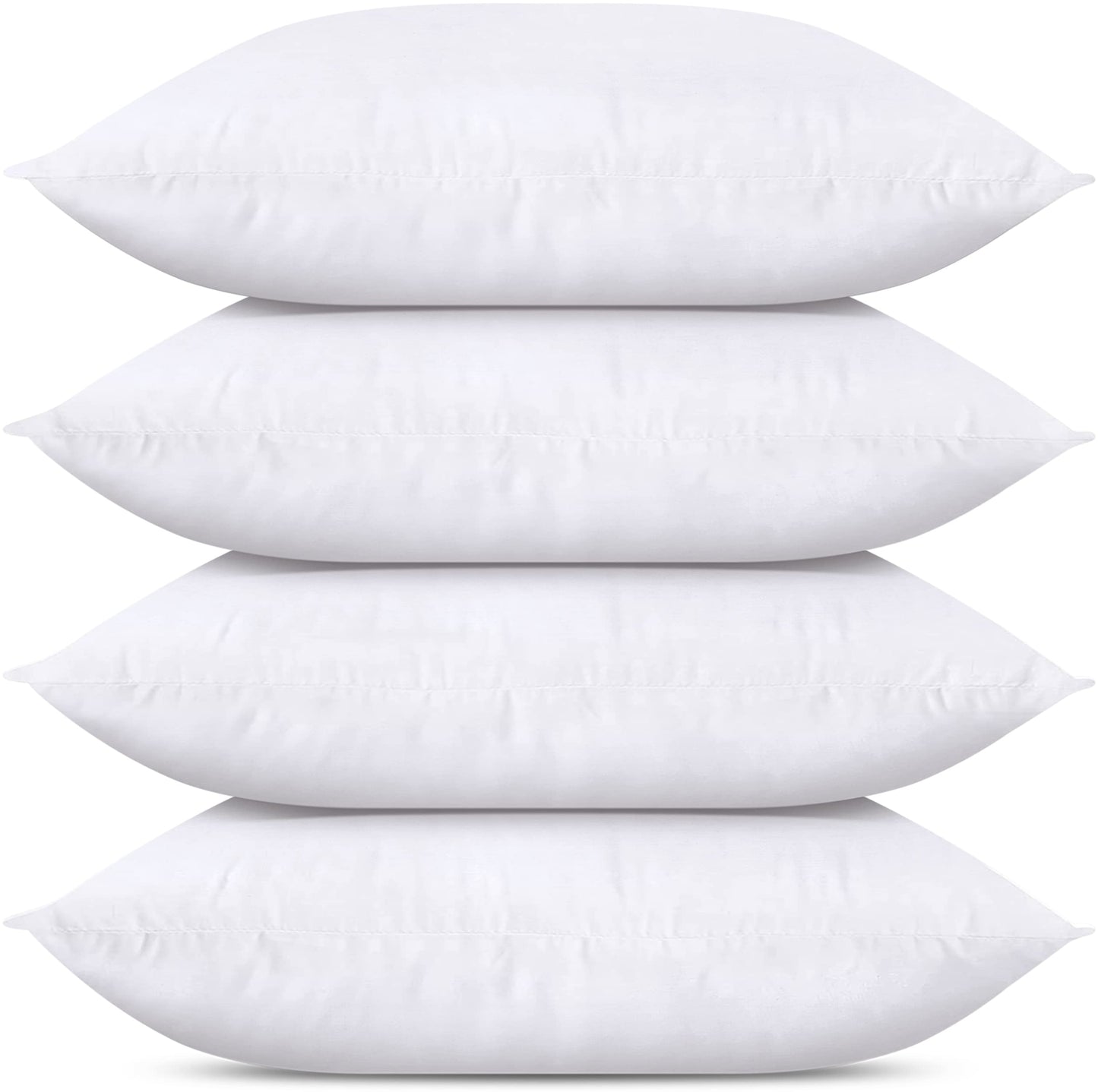 Bedding Throw Pillows (Set of 4, White), 24 x 24 Inches Pillows for Sofa, Bed and Couch Decorative Stuffer Pillows