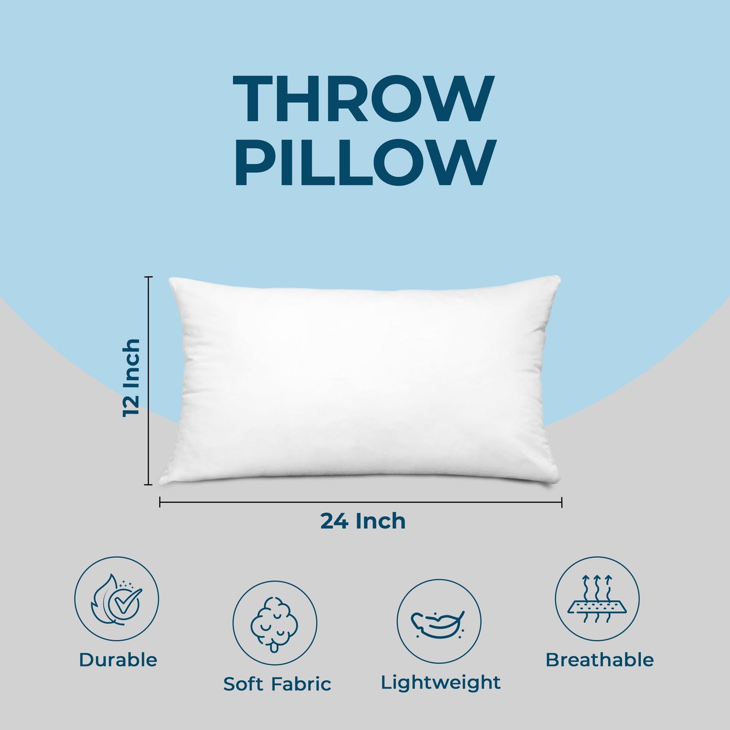 Bedding Throw Pillows (Set of 4, White), 24 x 24 Inches Pillows for Sofa, Bed and Couch Decorative Stuffer Pillows
