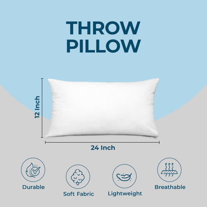 Bedding Throw Pillows (Set of 4, White), 24 x 24 Inches Pillows for Sofa, Bed and Couch Decorative Stuffer Pillows