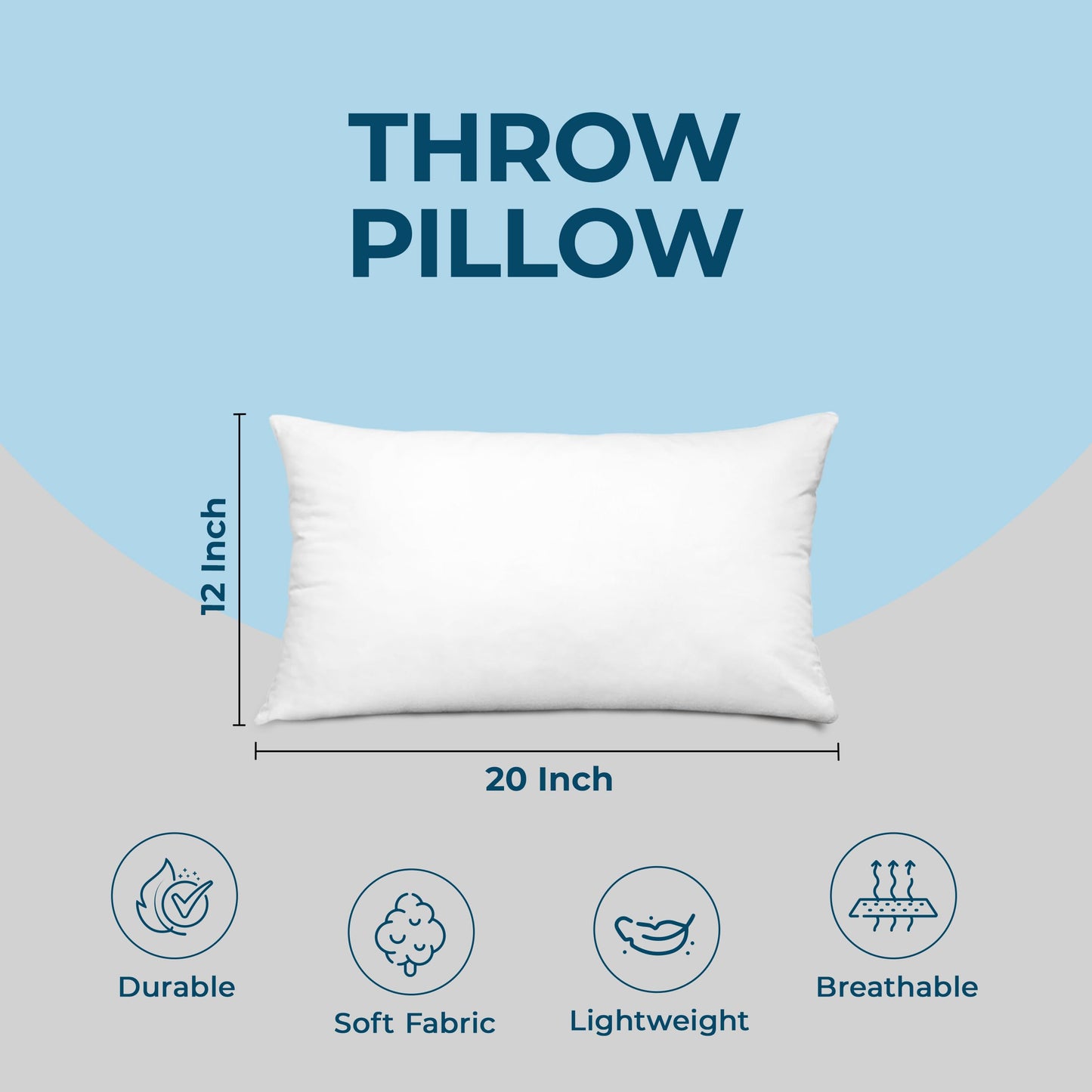 Bedding Throw Pillows (Set of 4, White), 24 x 24 Inches Pillows for Sofa, Bed and Couch Decorative Stuffer Pillows
