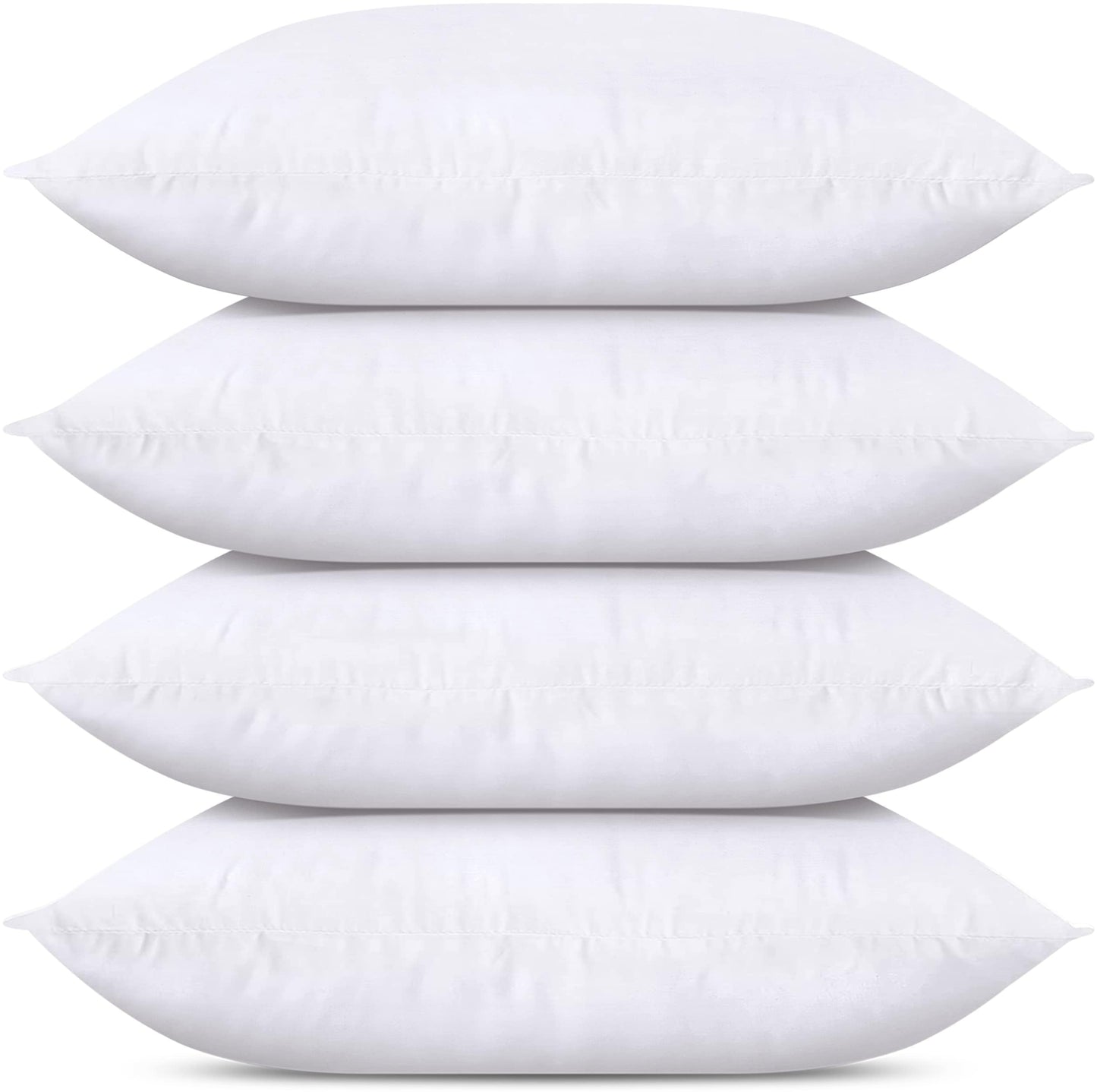 Bedding Throw Pillows (Set of 4, White), 24 x 24 Inches Pillows for Sofa, Bed and Couch Decorative Stuffer Pillows